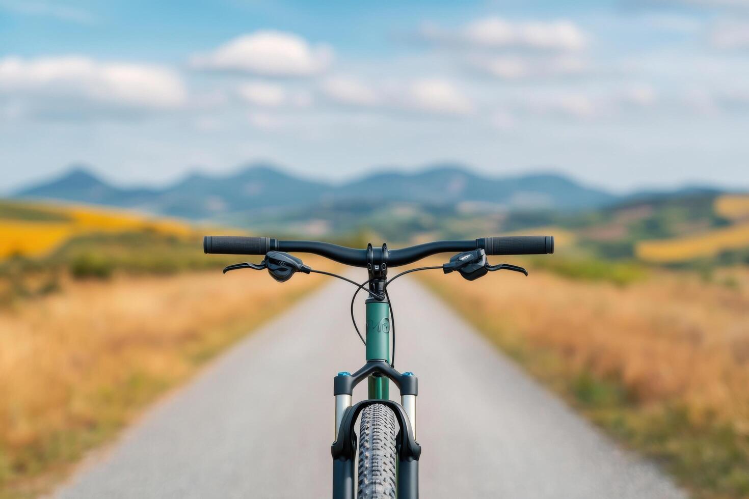 Cycling on a scenic road An adventurous journey through nature. Explore the mountains and valleys on two wheels. Feel the freedom photo