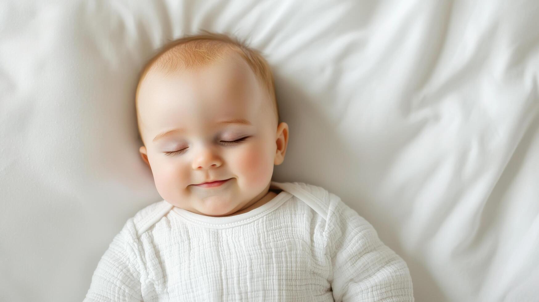 Sweet Dreams An Adorable Baby Sleeping Peacefully in a White Crib. A Tender Image of Innocence and Serenity, Perfect for Represent photo