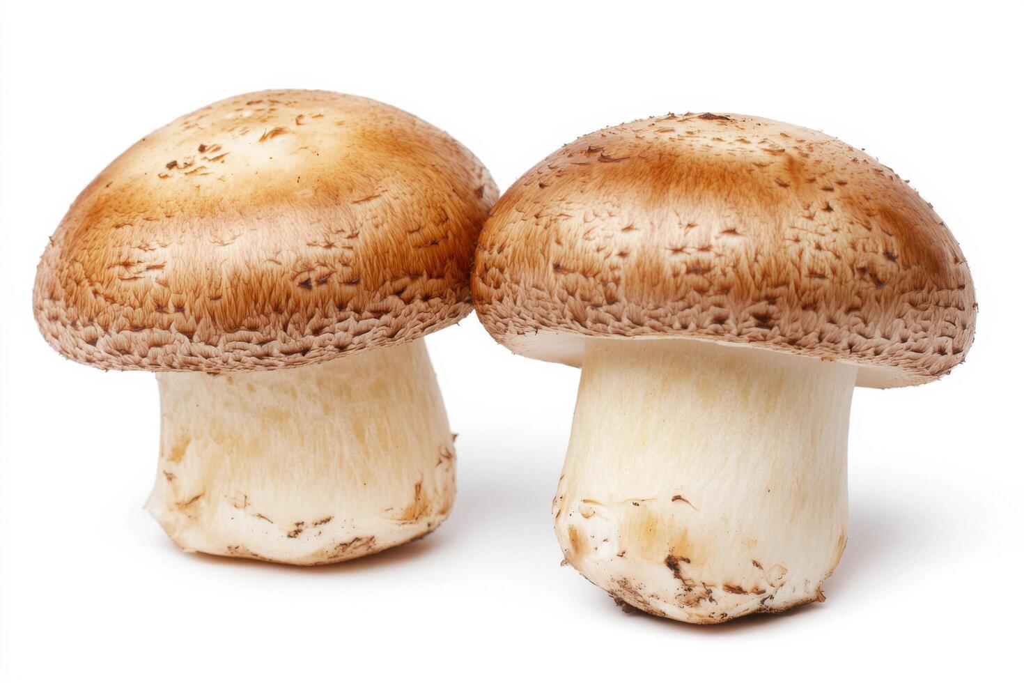 Two Exquisite Brown Mushrooms A View of Fresh, Organic Delights, Perfect for Culinary Creations and Healthy Diets. A Vibrant Dis photo