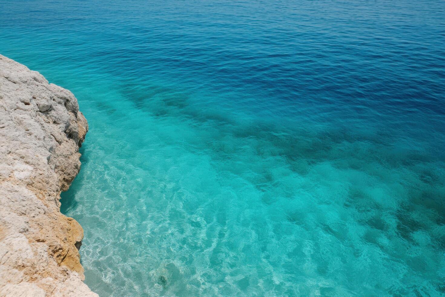 Stunning Turquoise Sea, Crystal Clear Waters, and Dramatic Cliffs A Breathtaking Coastal Landscape. Perfect for travel, vacation, photo