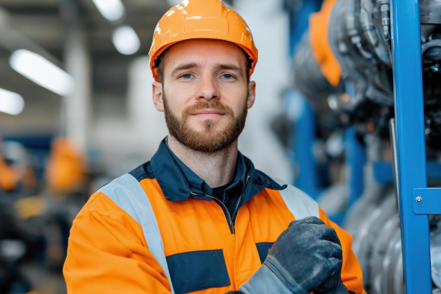 Portrait of a Confident Industrial Worker A Skilled Professional in a Modern Factory Setting. The image showcases the determinatio photo