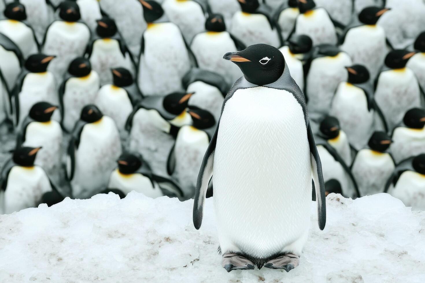 Magnificent Emperor Penguin Standing Out A Stunning Wildlife Scene in Antarctica. Witness the beauty of nature in this breathtaki photo