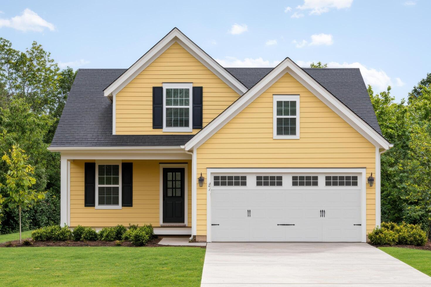 Luxury Dream Home Yellow House Exterior with Modern Design Real Estate Photography photo