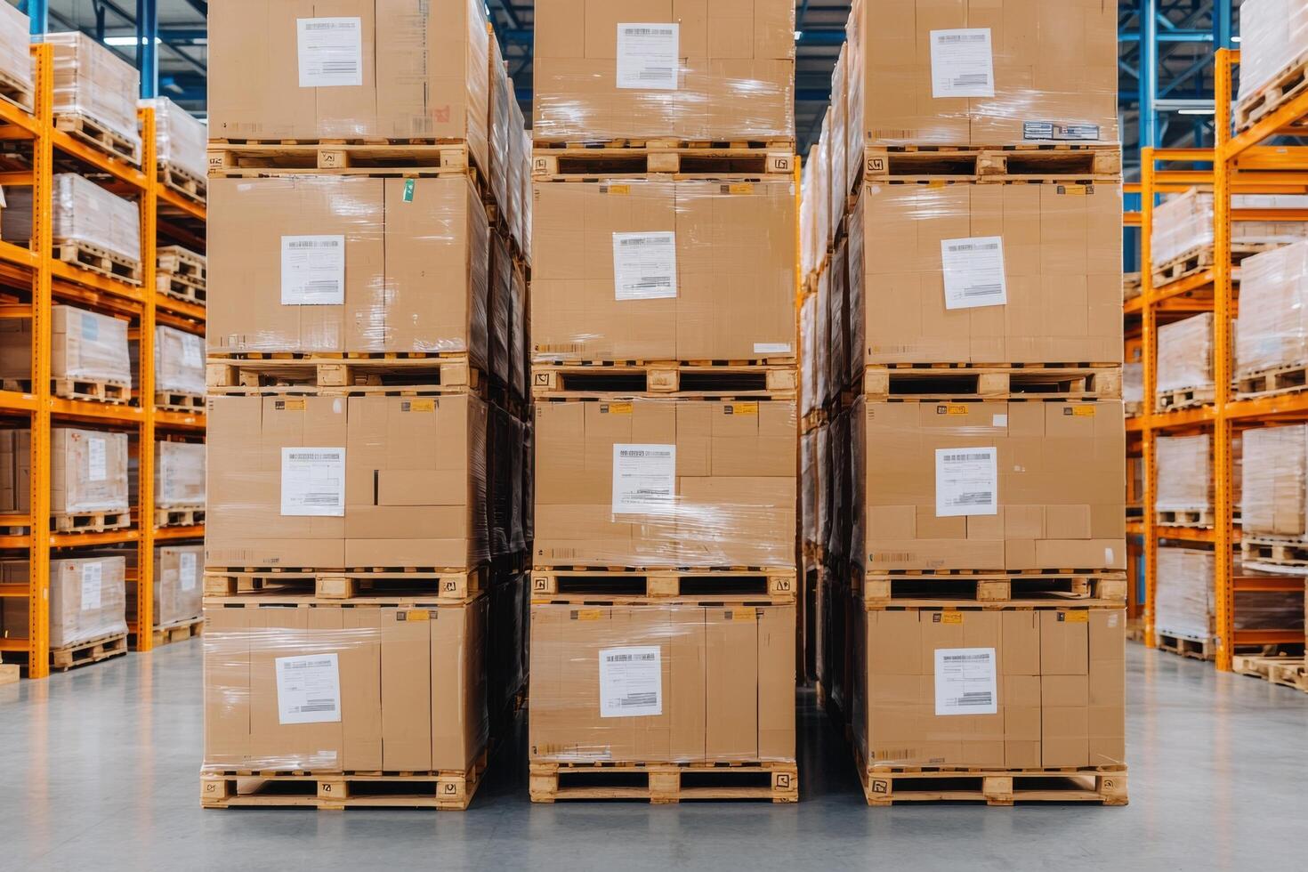 Efficient Warehouse Streamlined Logistics and Cargo Distribution. Optimized Storage and Inventory Management for Seamless Supply C photo