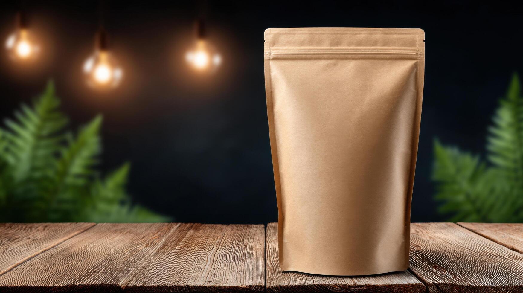 Elegant Brown Kraft Paper Stand Up Pouch Packaging Mockup. Perfect for showcasing your coffee, tea, food, or snack brand. Eco frie photo