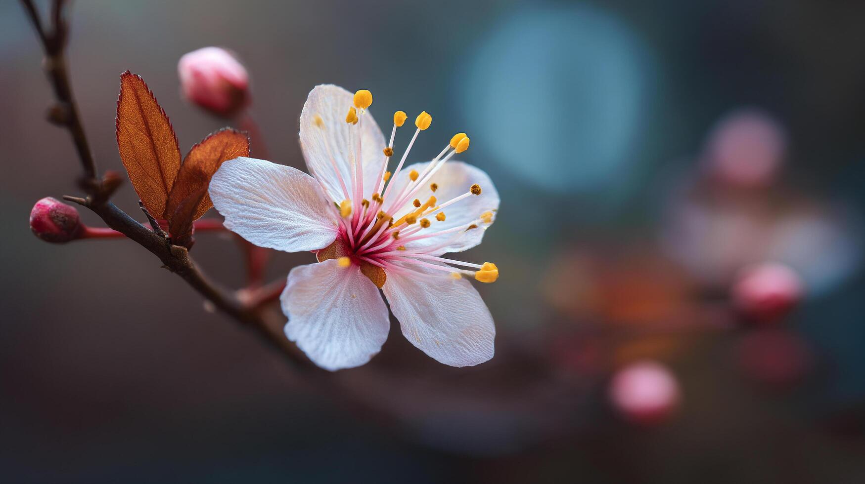 Beautiful close up wallpaper of flower in early spring sunlight photo