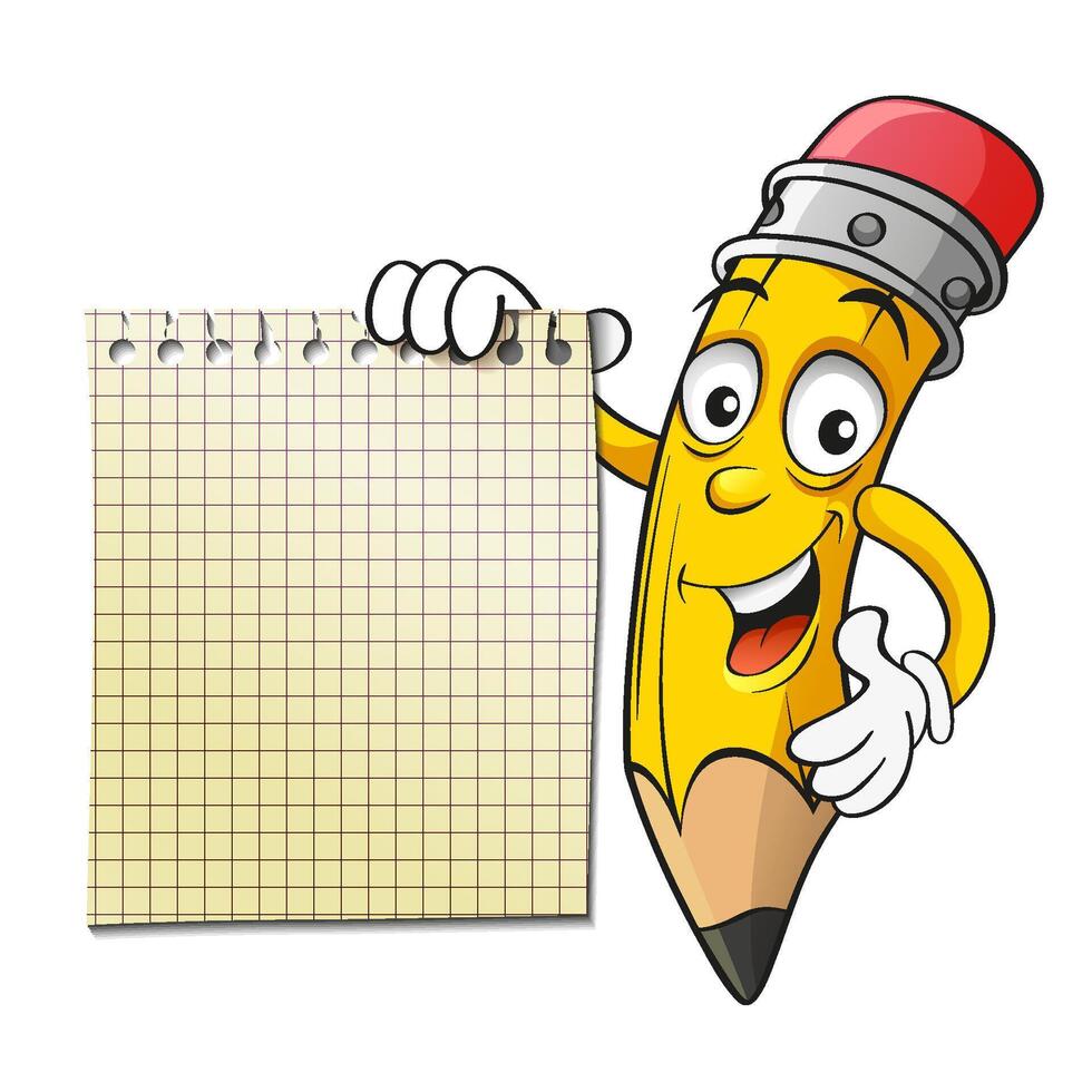 Pencil with a sheet of notebook vector