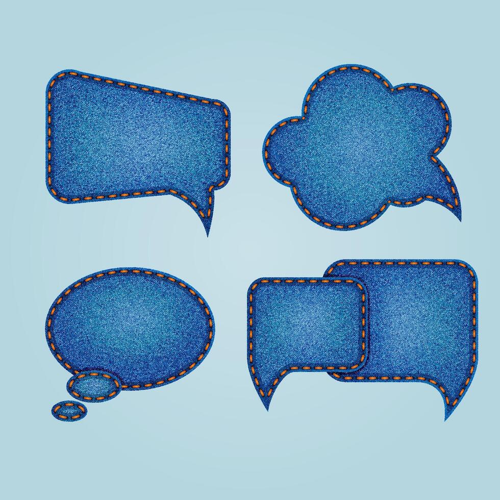 Set of jeans speech bubbles vector