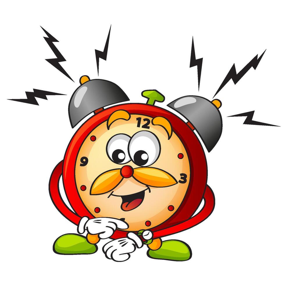 Cartoon alarm clock. Illustration isolated on white background vector