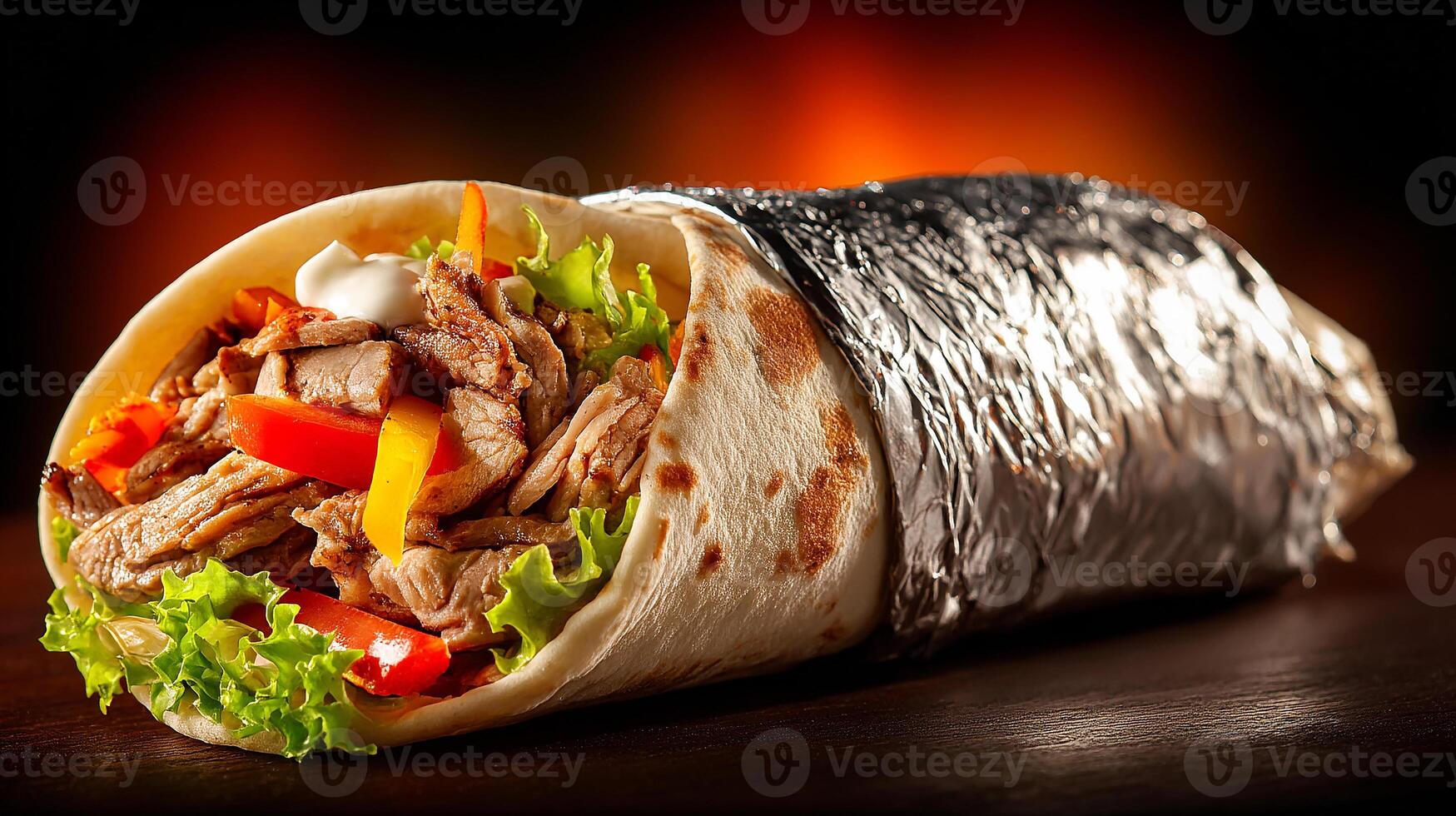 Food image of rolled beef chicken shawarma photo