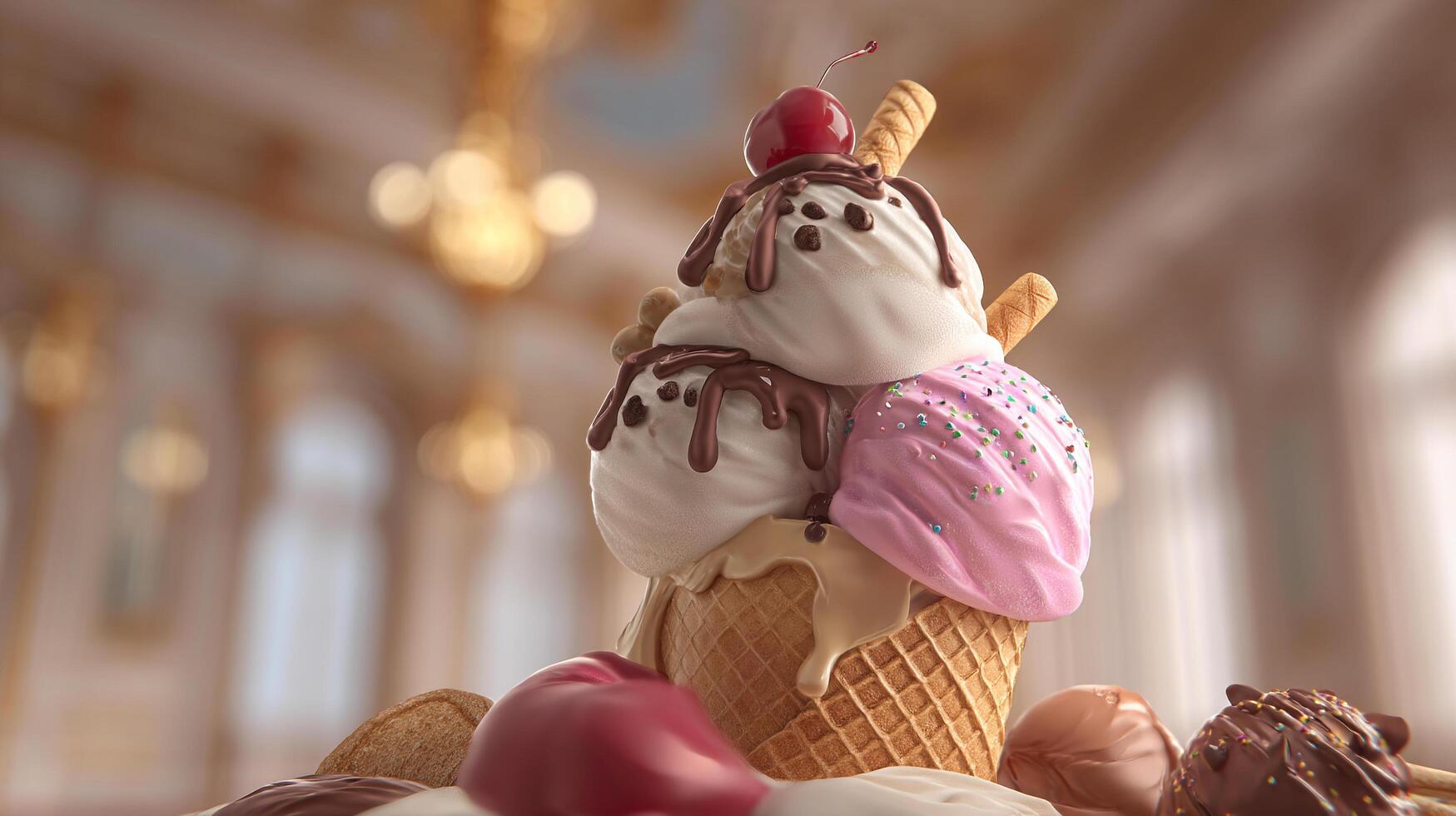 Colorful dessert with rich finish in photography photo