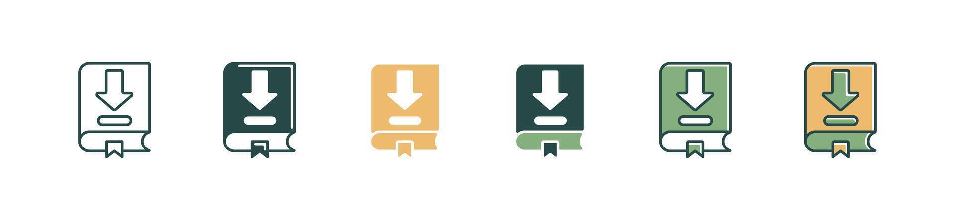simple digital book library download icon set online education dictionary journal document directory signs illustration for web and app vector