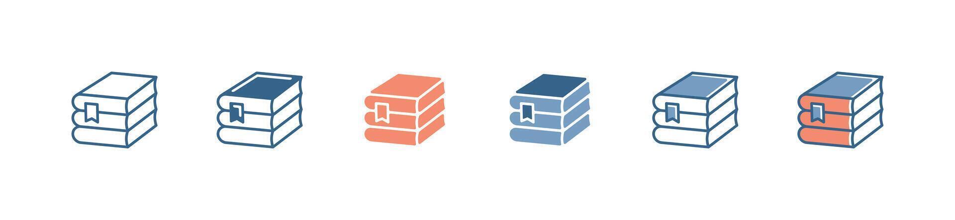 library book stack icon set literature document study pile of book signs illustration vector