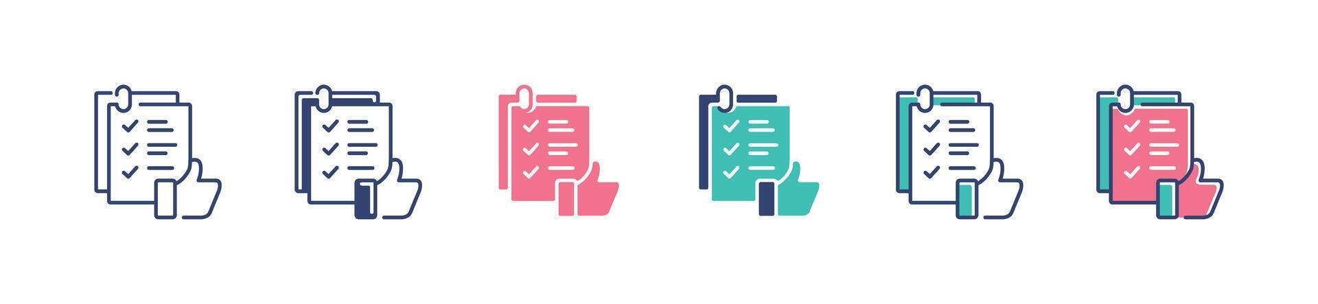 hand thumb up check list icon set business management to do task document report signs illustration clipboard checklist form signs for web and app vector