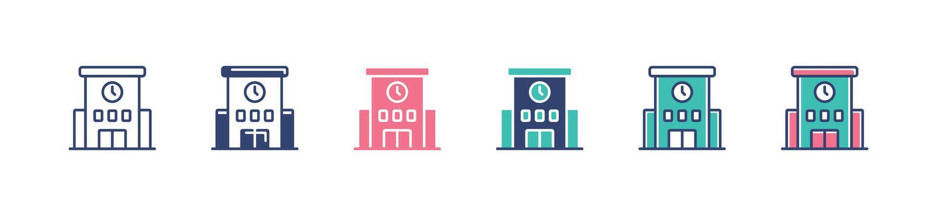 simple education school building icon college academy architecture signs illustration vector