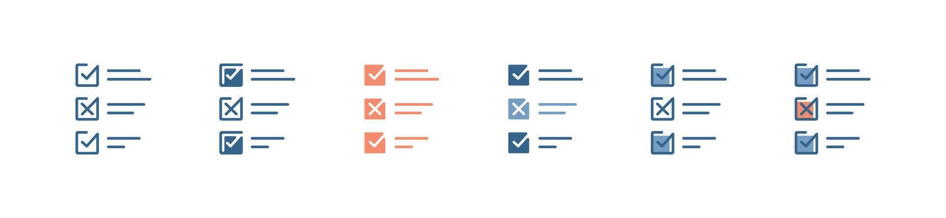 simple checklist option choice icon set business evaluation select task plan survey illustration vector