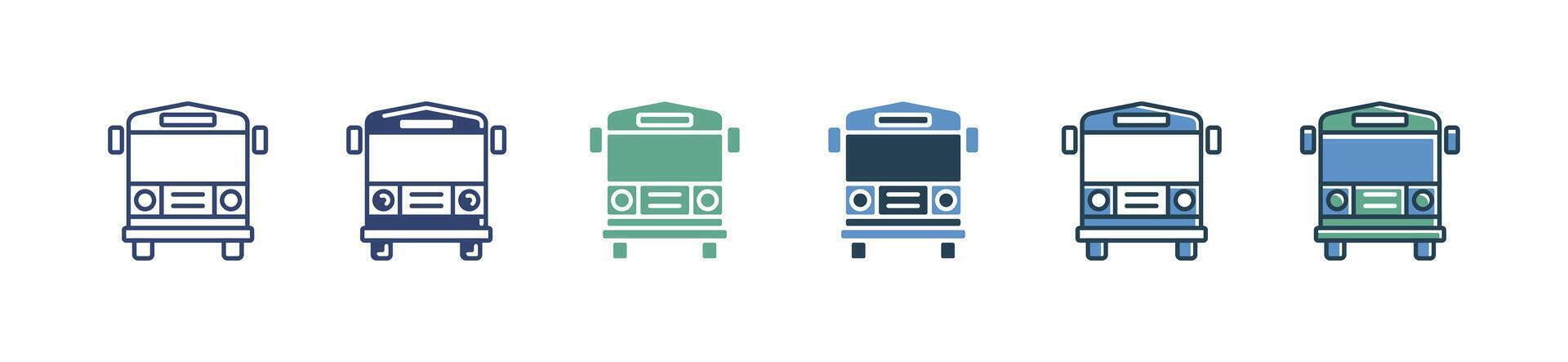 public travel bus icon set school bus vehicle transportation illustration vector