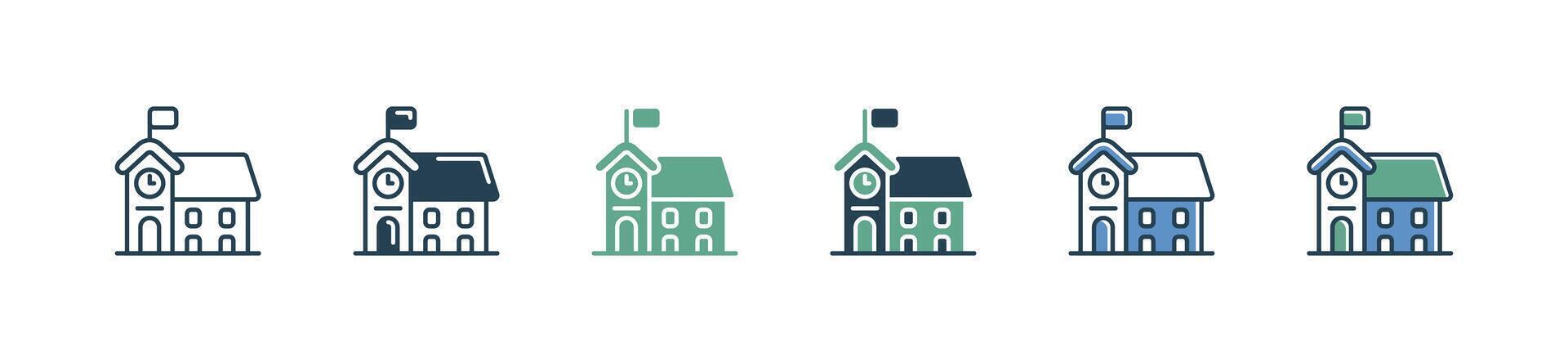 simple school building icon education academy architecture signs illustration vector