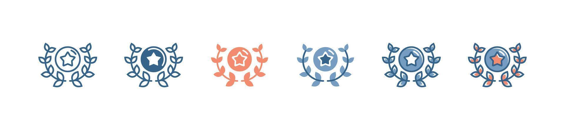 simple achievement award wreath icon set success winner laurel wreath with star signs illustration vector