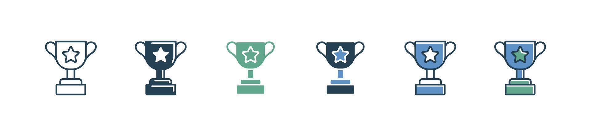 simple trophy star award cup icon set first place competition winner prize signs illustration for web and app vector