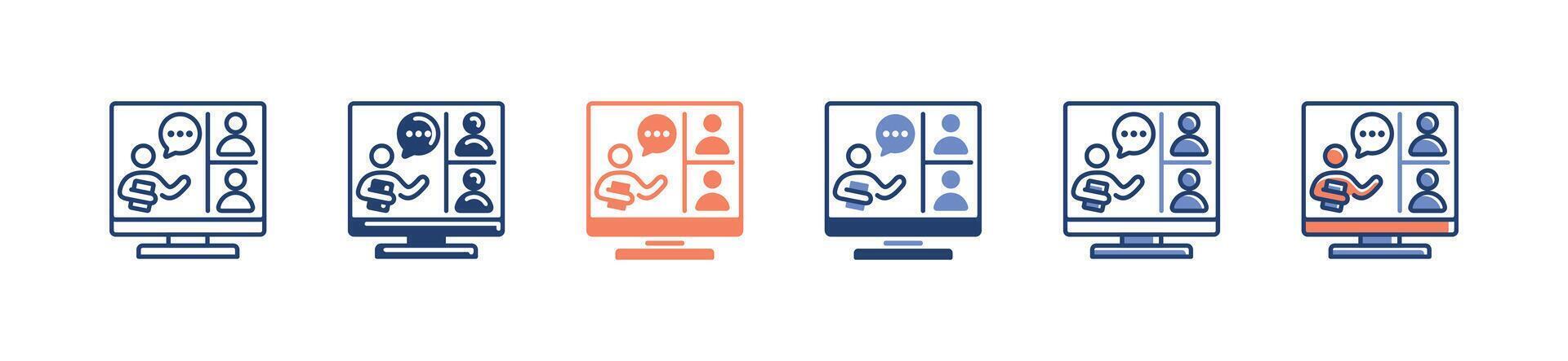 online class conference lecture meeting icon seminar education course business human resource training symbol illustration vector