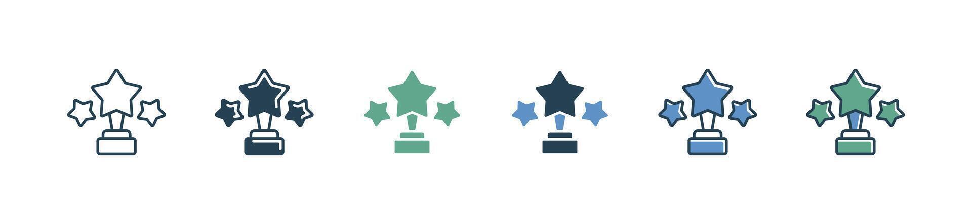 winner prize star trophy award icon set competition champion achievement reward illustration for web and app vector