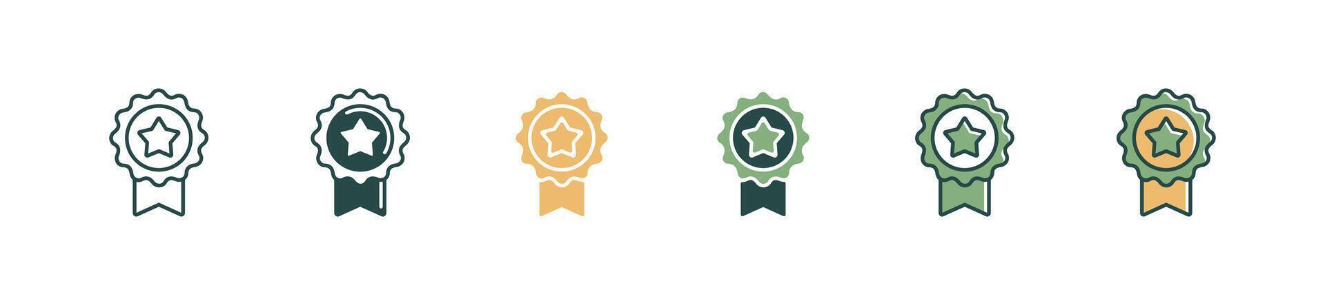 simple star badge medal premium quality icon set business quality winner award badge emblem illustration for web and app vector