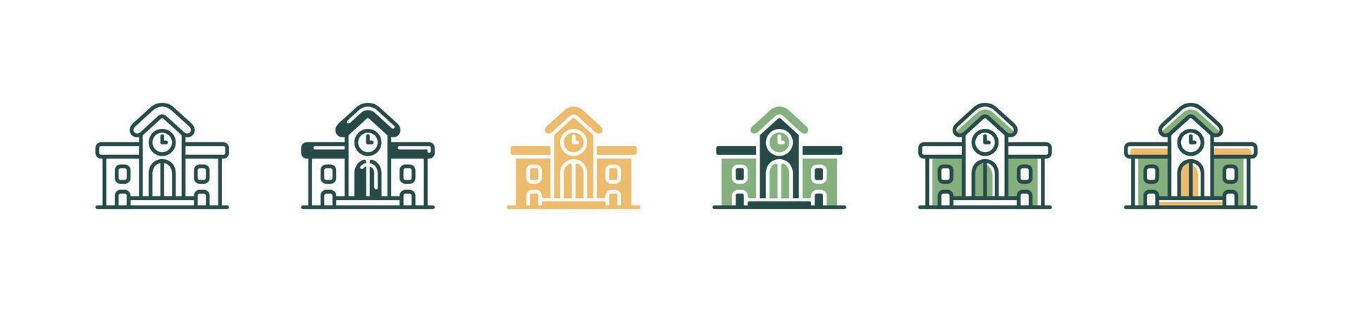 education school building architecture icon set academy university college house signs illustration vector