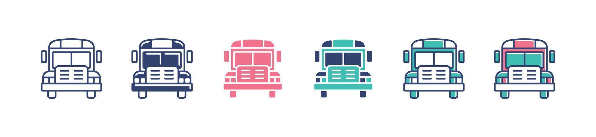 business school bus transportation icon set public travel city car illustration for web and app vector