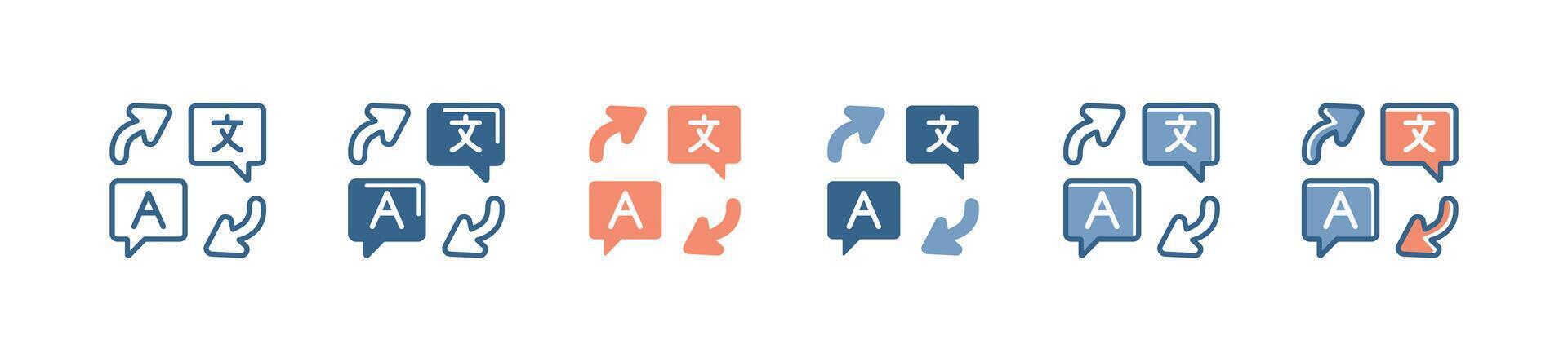 simple bubble chat language translation icon set global communication translate business service signs illustration vector