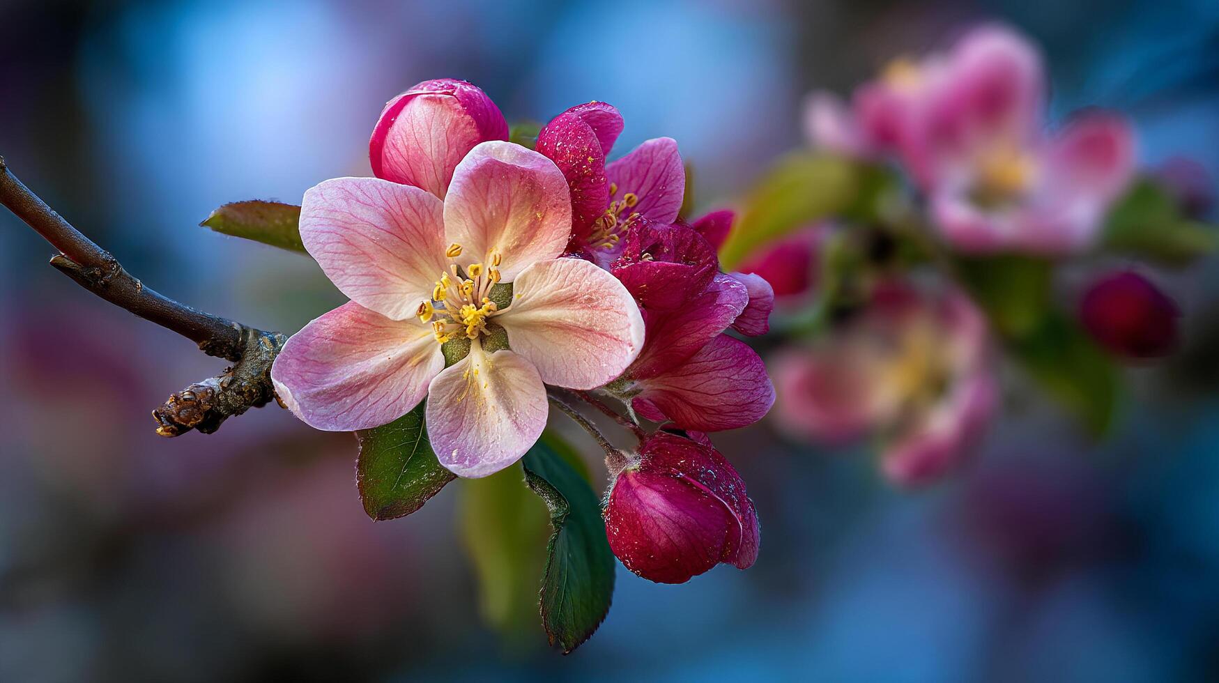 Flower in bloom wallpaper with beautiful sharp colors on branch photo
