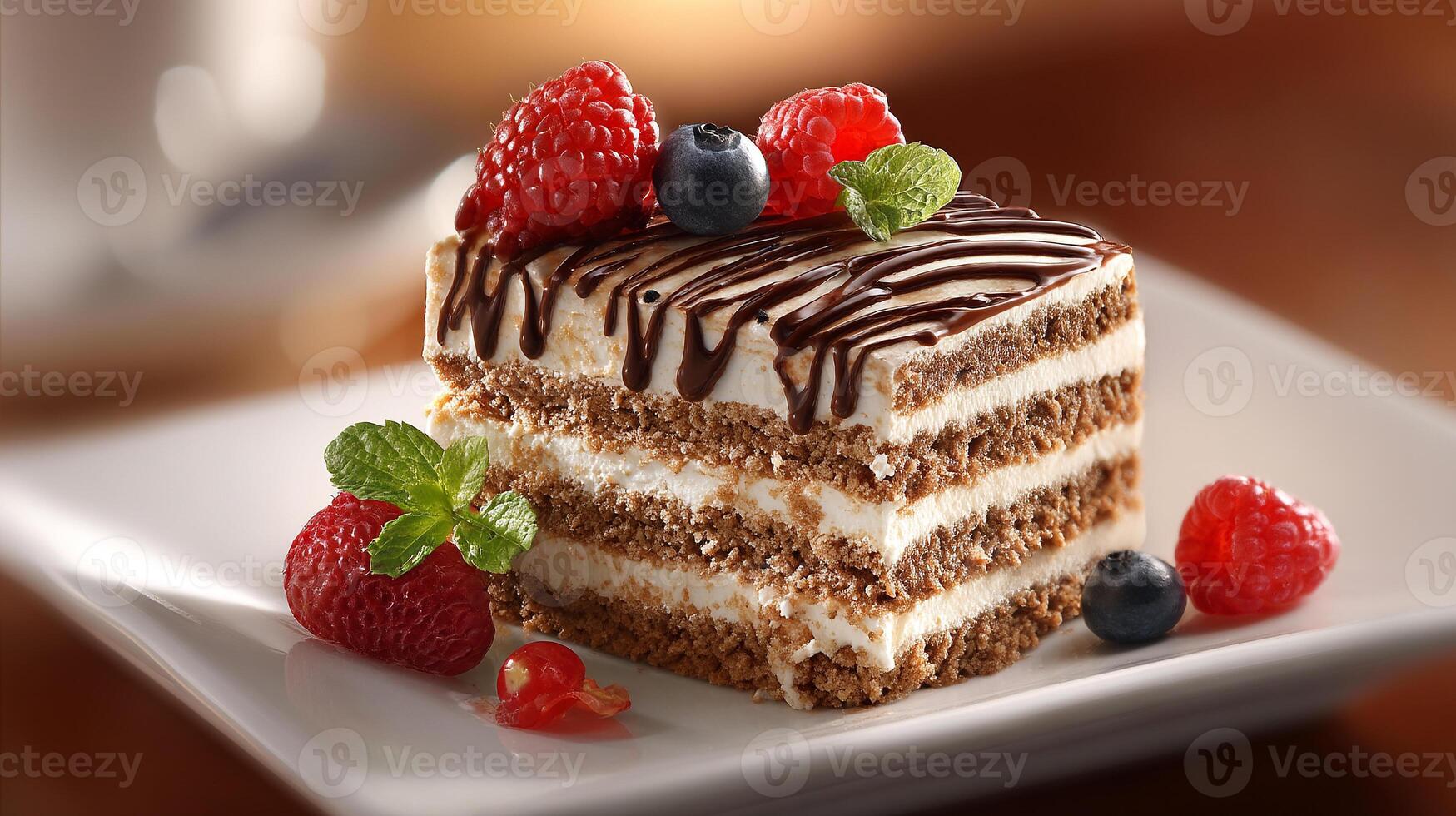 Crisp close up photo of a freshly-baked moist cake