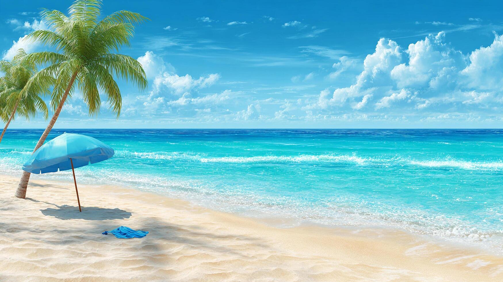 Stunning tropical coastline with palm trees photo