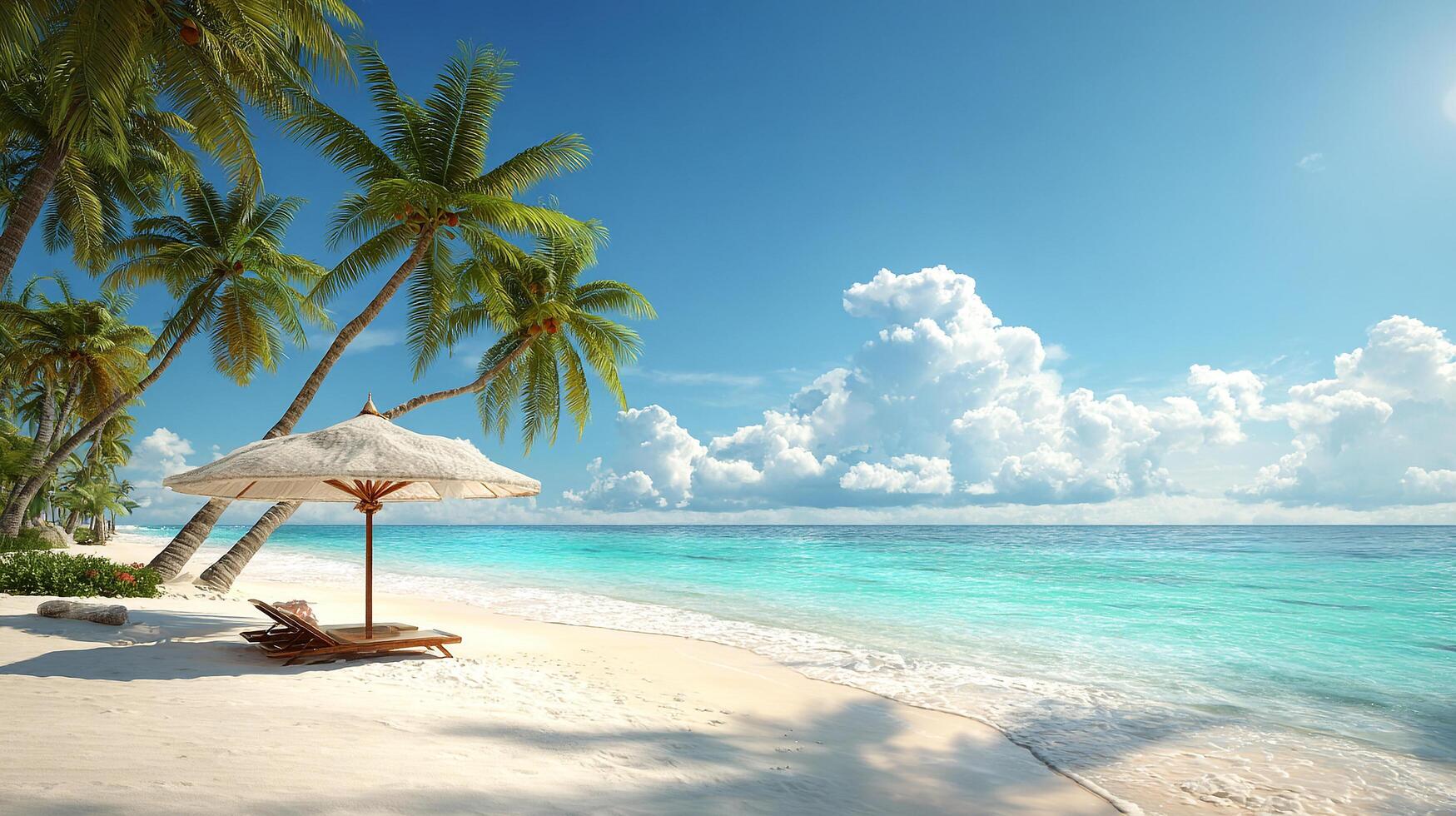 Palm beach with high-resolution water detail photo