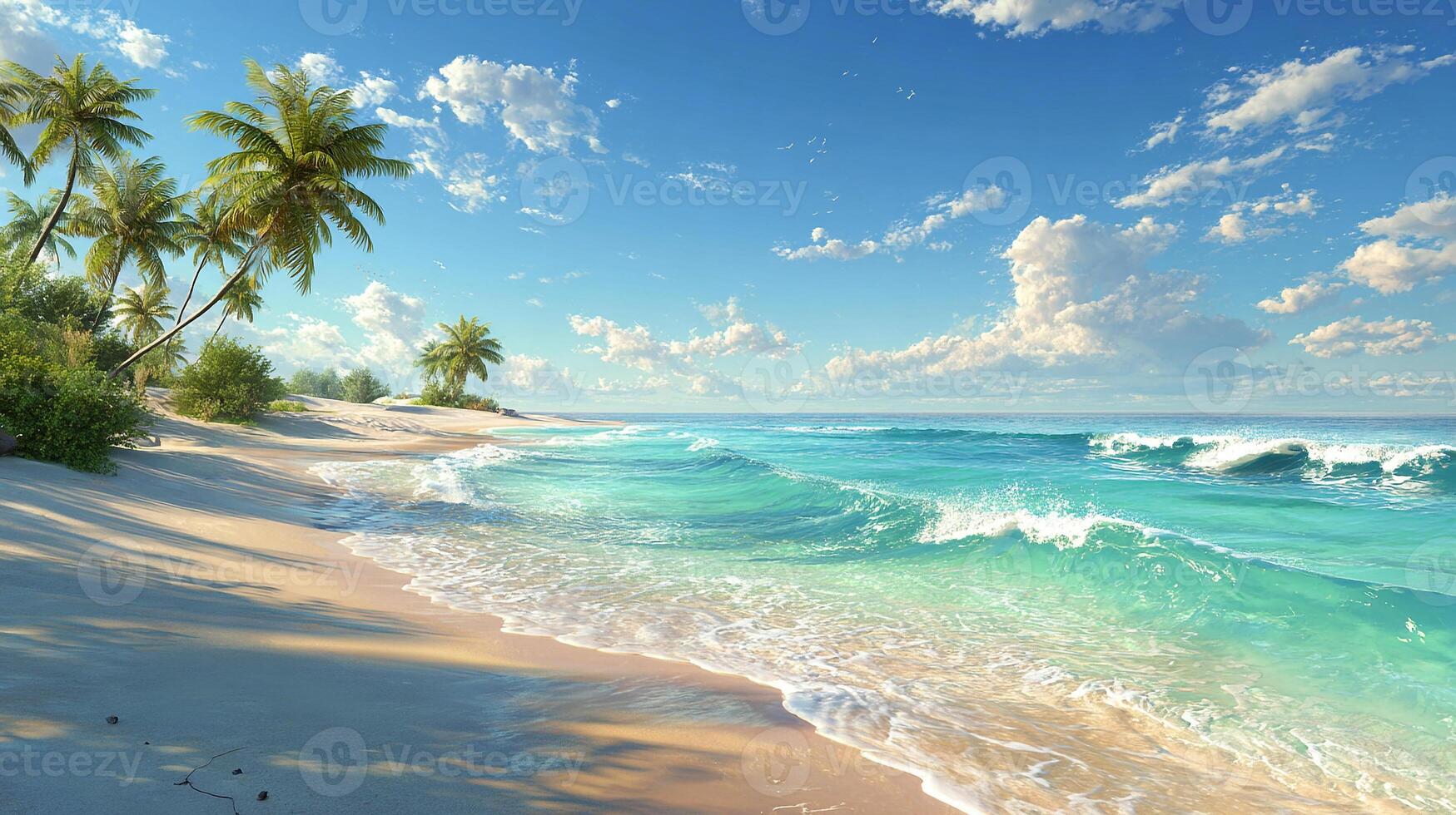 Cloudy tropical sky above calm sea photo