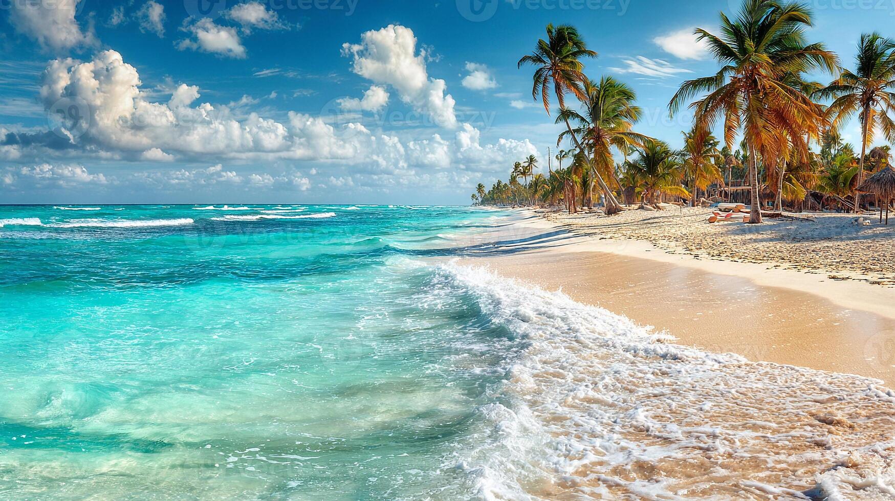 Palm tree reflections on turquoise sea photo