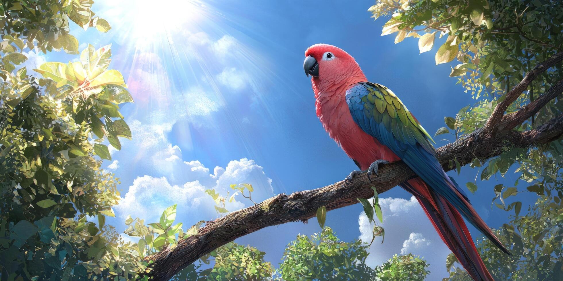 Bird Perched on Branch with Sky Background, for use in digital compositions photo