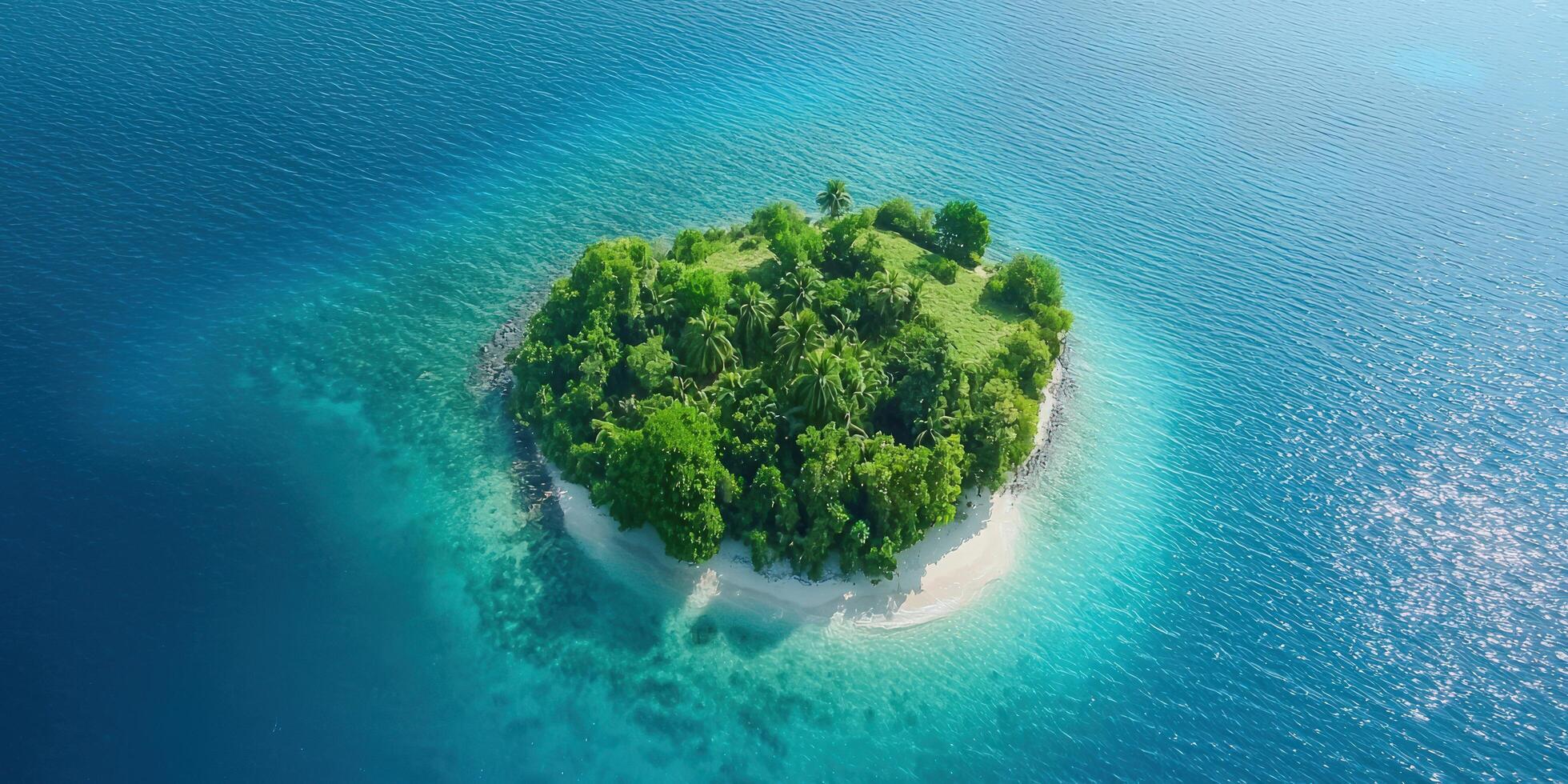 Island view from above, clear sea background, for travel brochure use photo