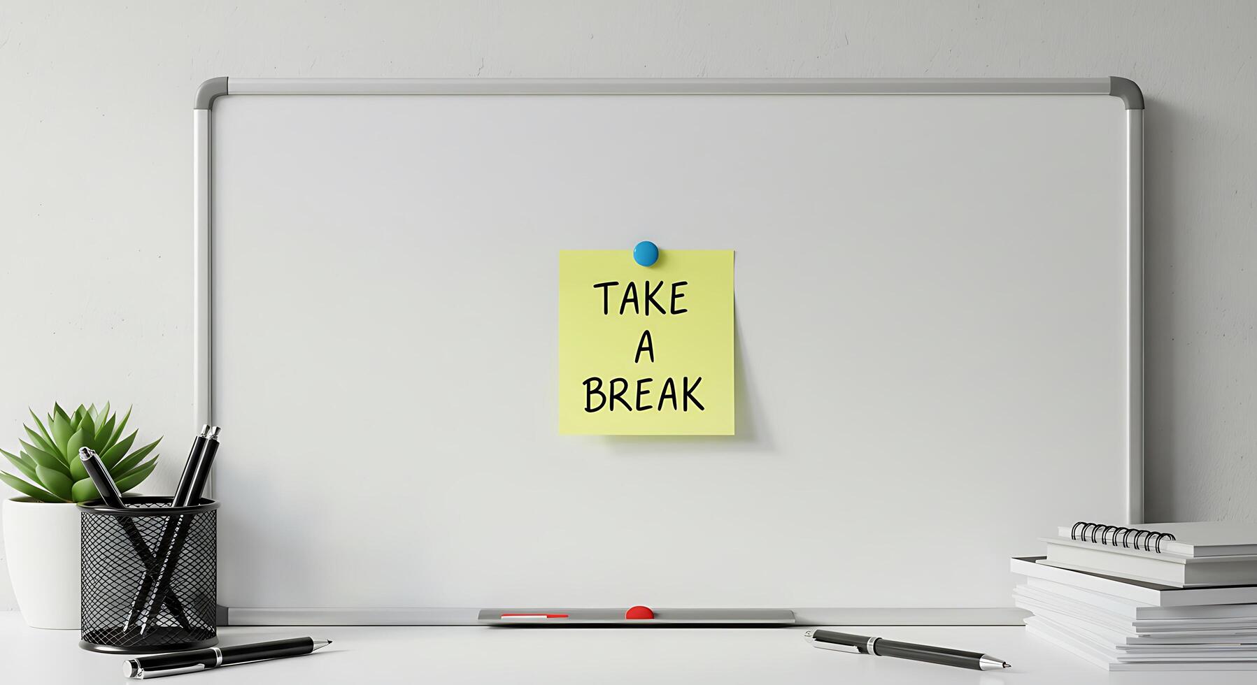 Take a break note on whiteboard photo