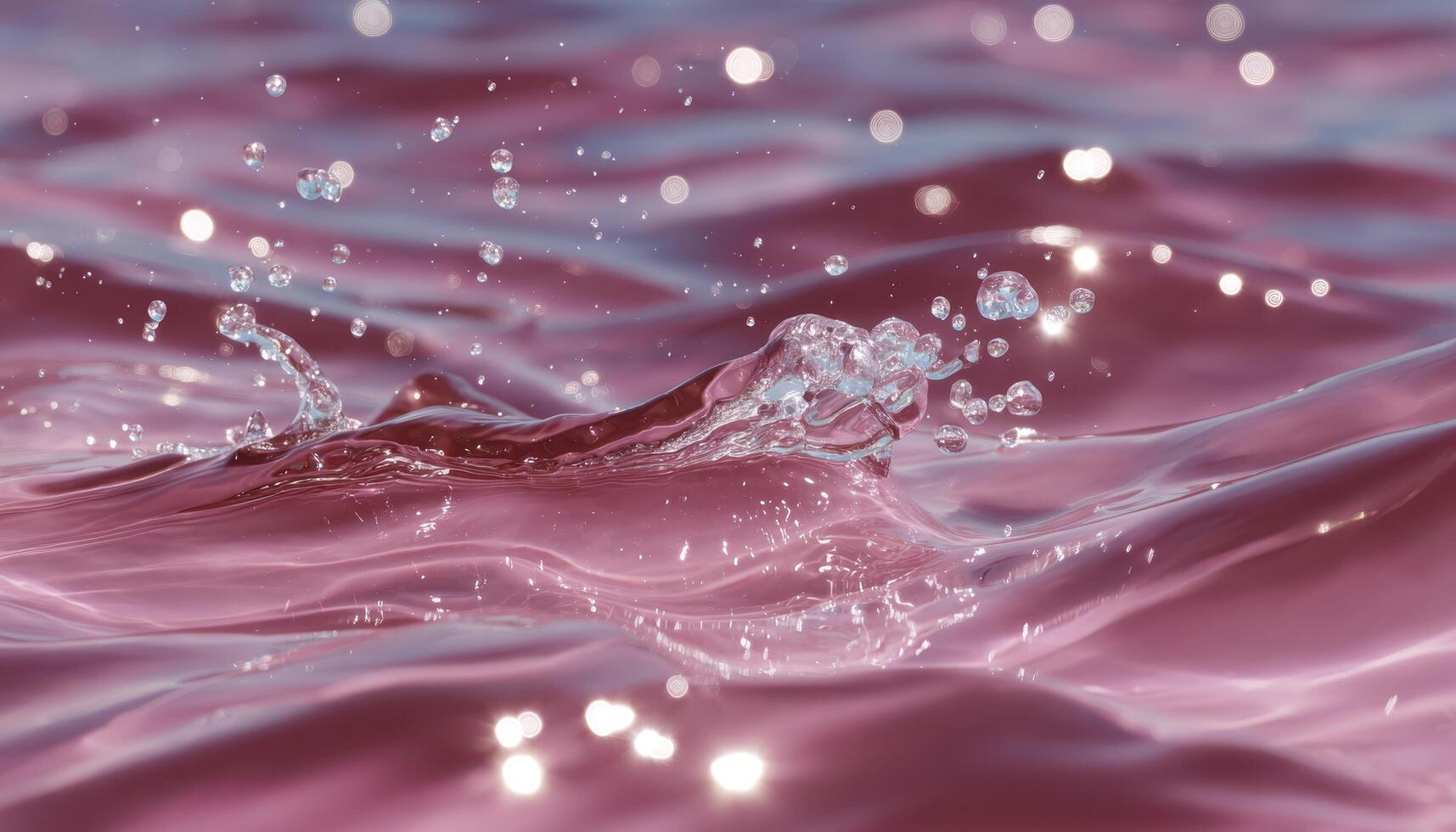 pink transparent clear calm water surface texture with splashes summer nature background photo