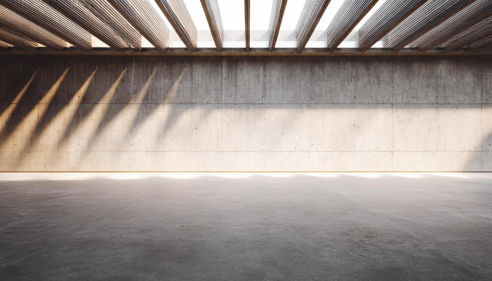 Sunlit smooth concrete floor with stripes modern architecture space minimalist design photo