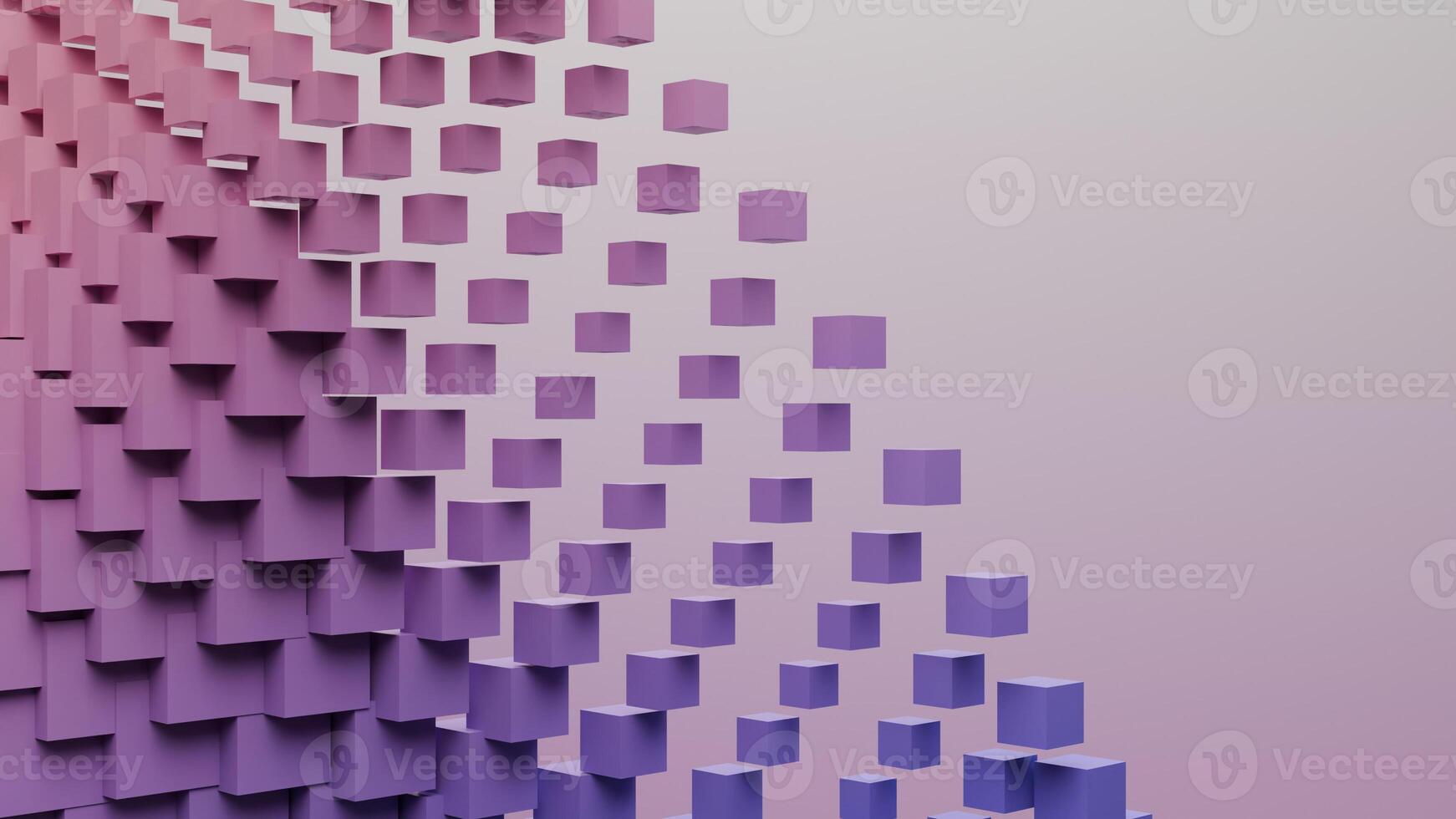 Abstract 3d cube background with purple and blue cubes photo
