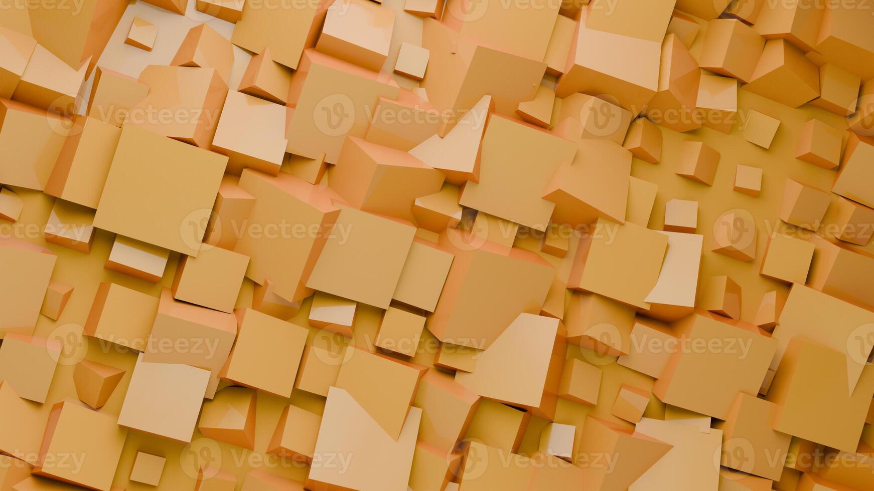3d rendering of a wall made of orange cubes photo