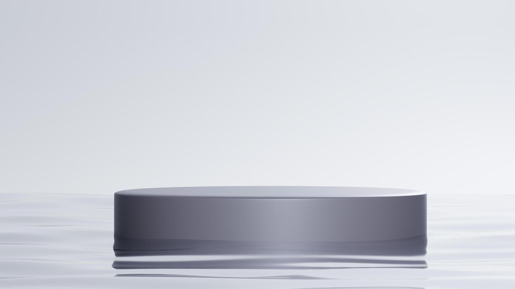 An empty round table in the middle of water photo