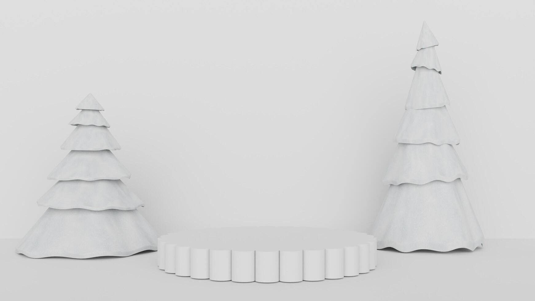 3d rendering of three white trees photo