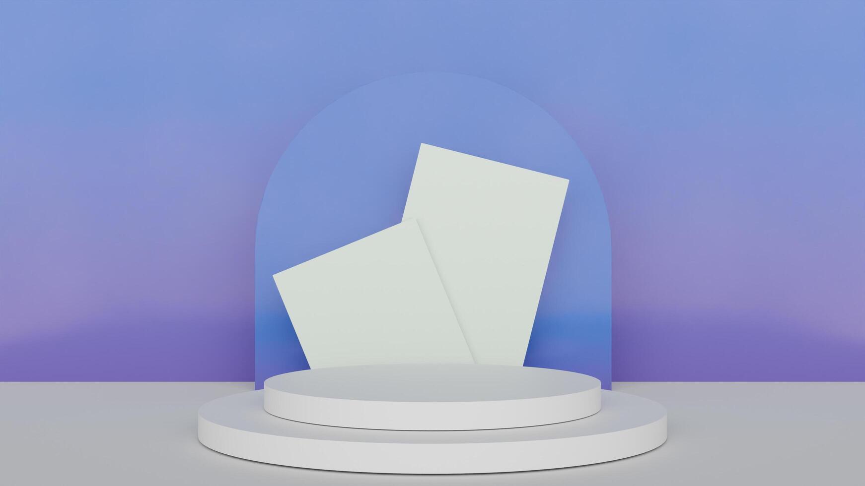 A white pedestal with a cube on top of it photo
