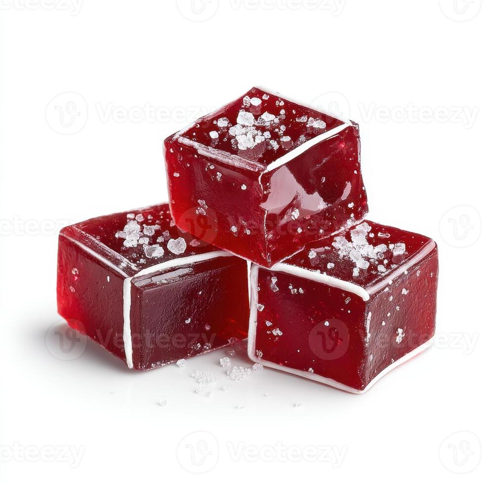 Three red jellies with salt on a white background photo