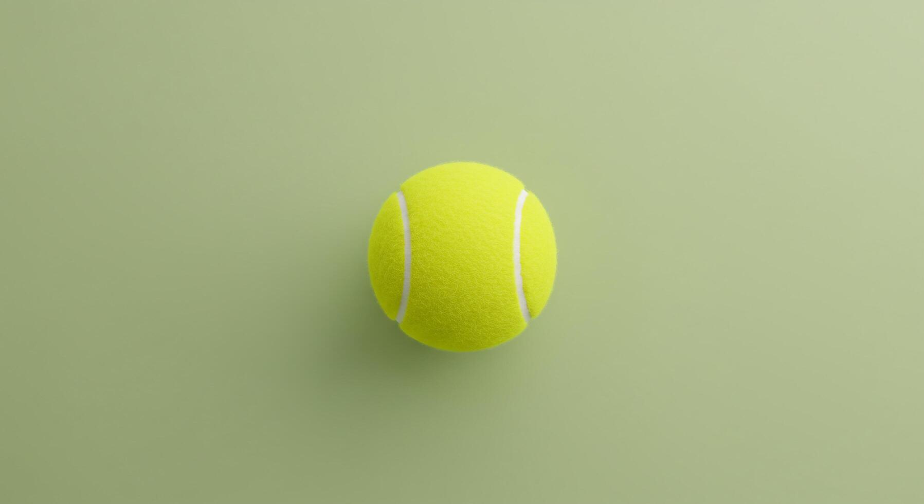 Striking Top Down View of a Bright Yellow Tennis Ball Centered on a Clean Light Green Background Ideal for Sports and Minimalist Design photo
