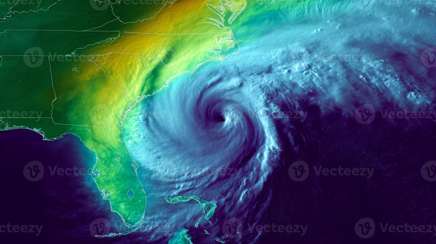 High-tech satellite probes and sensors capture real-time data of a powerful hurricane forming in the Atlantic, impacting coastal areas and aiding climate monitoring and weather forecasting. photo