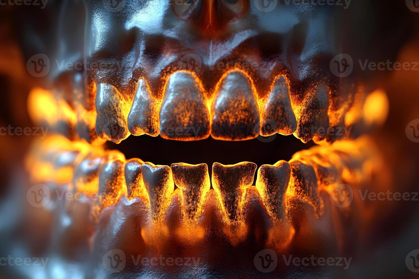 Glowing Skull Teeth Design for Halloween Decor and Digital Art Projects photo